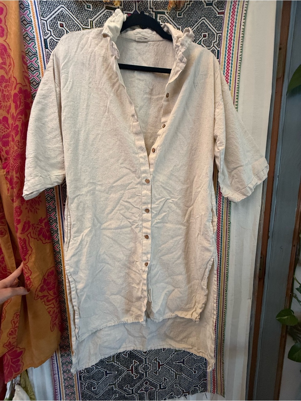 Lightweight Cream Button down linen dress